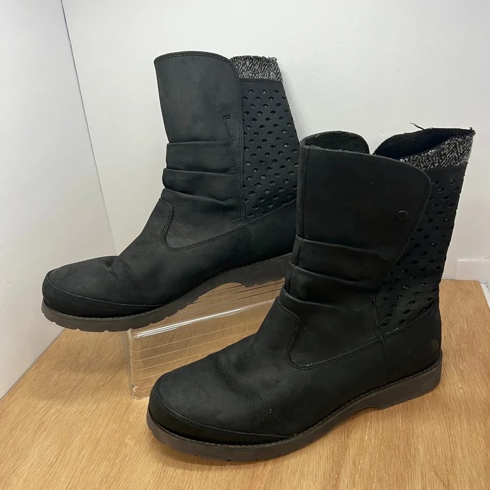The North Face Ballad Tall Leather Boots Women Size 11 Black Slouchy CDK6 Winter